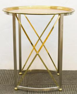 Appraisal: Vintage Mid-Century Mpdern brass and white metal oval side table