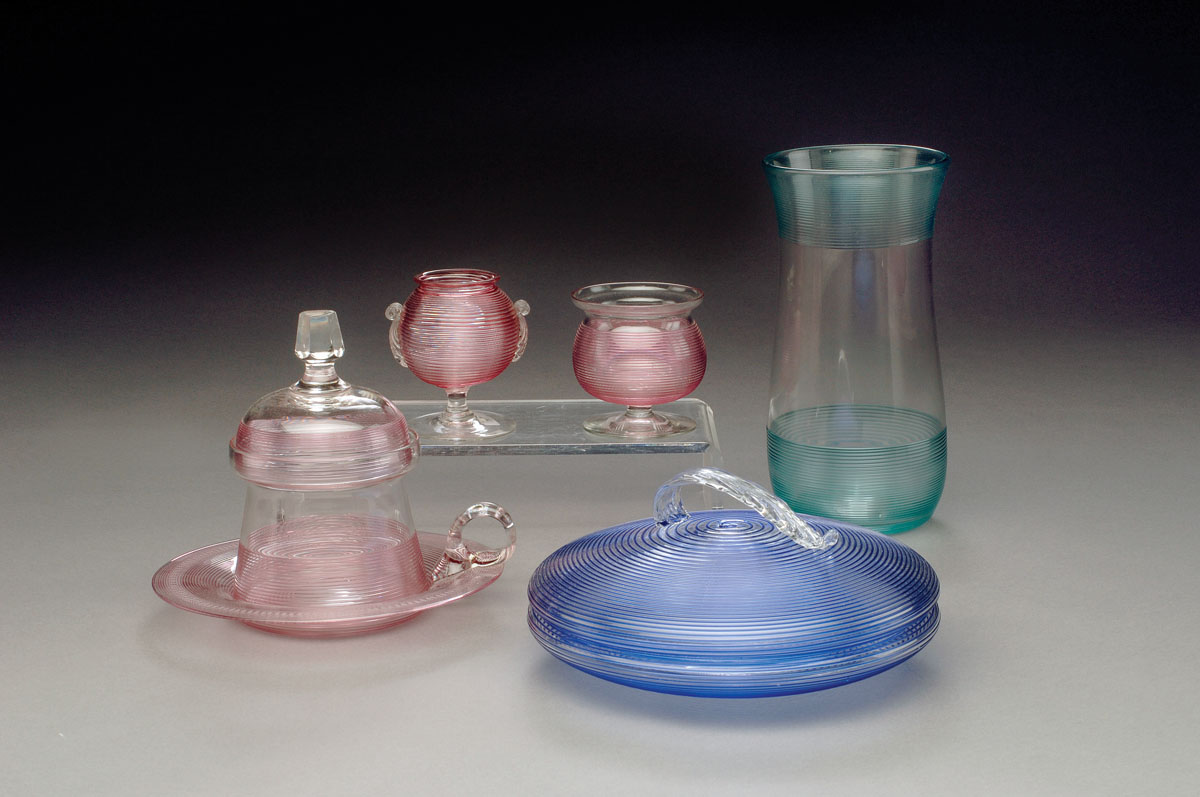 Appraisal: GROUP OF THREADED GLASS TABLEWARES BOSTON AND SANDWICH GLASS COMPANY