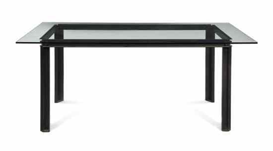 Appraisal: An Italian Glass and Steel Table the rectangular top over