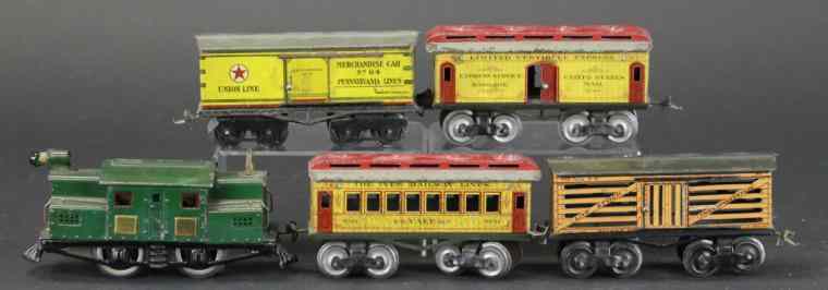 Appraisal: IVES TRAIN LOT Grouping includes green - - Locomotive together