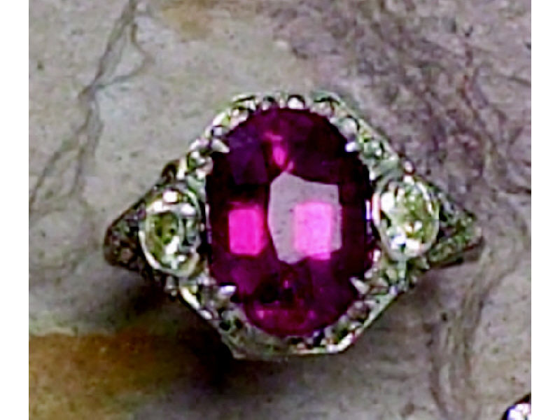 Appraisal: PINK TOURMALINE AND DIAMOND RING k white gold ring with