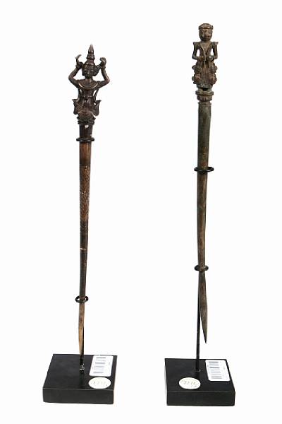 Appraisal: Two South East Asian bronze tattoo needles height of taller