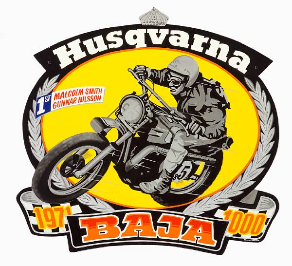 Appraisal: Husqvarna' by Robert Carter signed oil enamel on cut-out wood