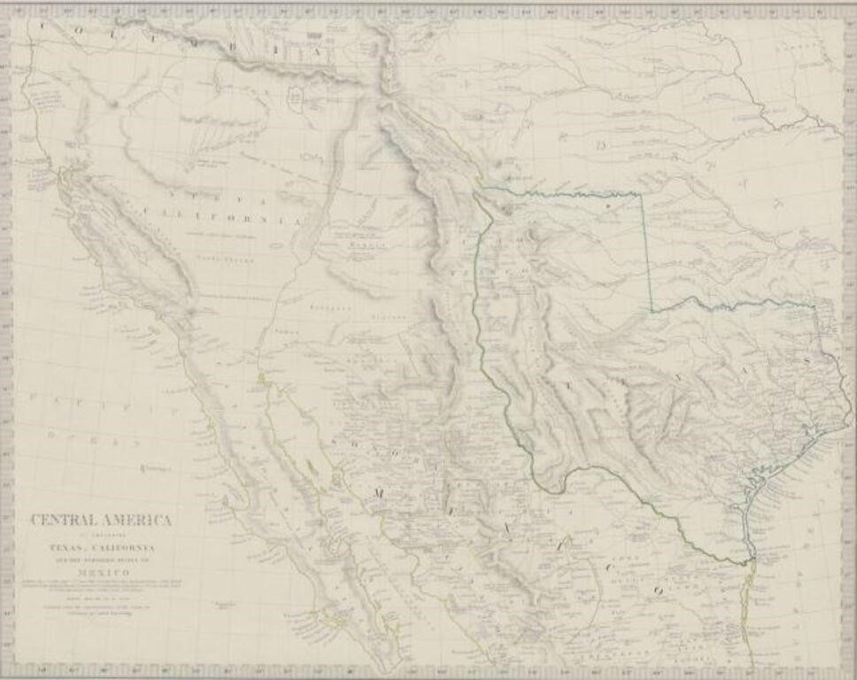 Appraisal: Framed engraving on paper Map of Central America Including Texas