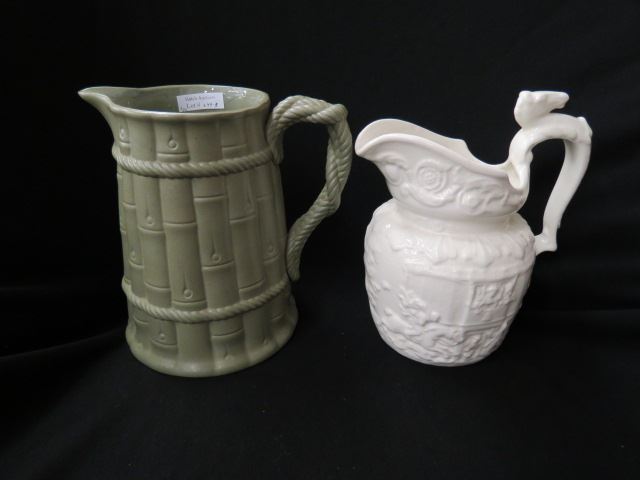 Appraisal: English Pitchers bamboo rope decor and a hunt scene by