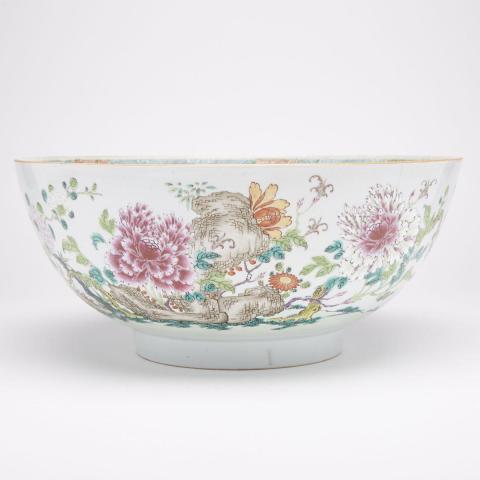 Appraisal: A Massive Famille Rose Chinese Export Punch Bowl th Century