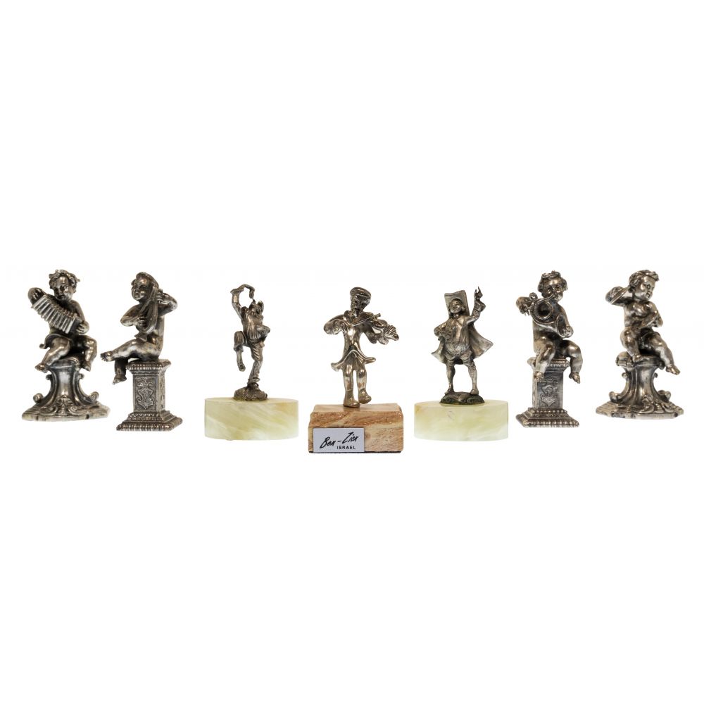 Appraisal: STERLING SILVER EUROPEAN SILVER AND PEWTER STATUETTE ASSORTMENT items including