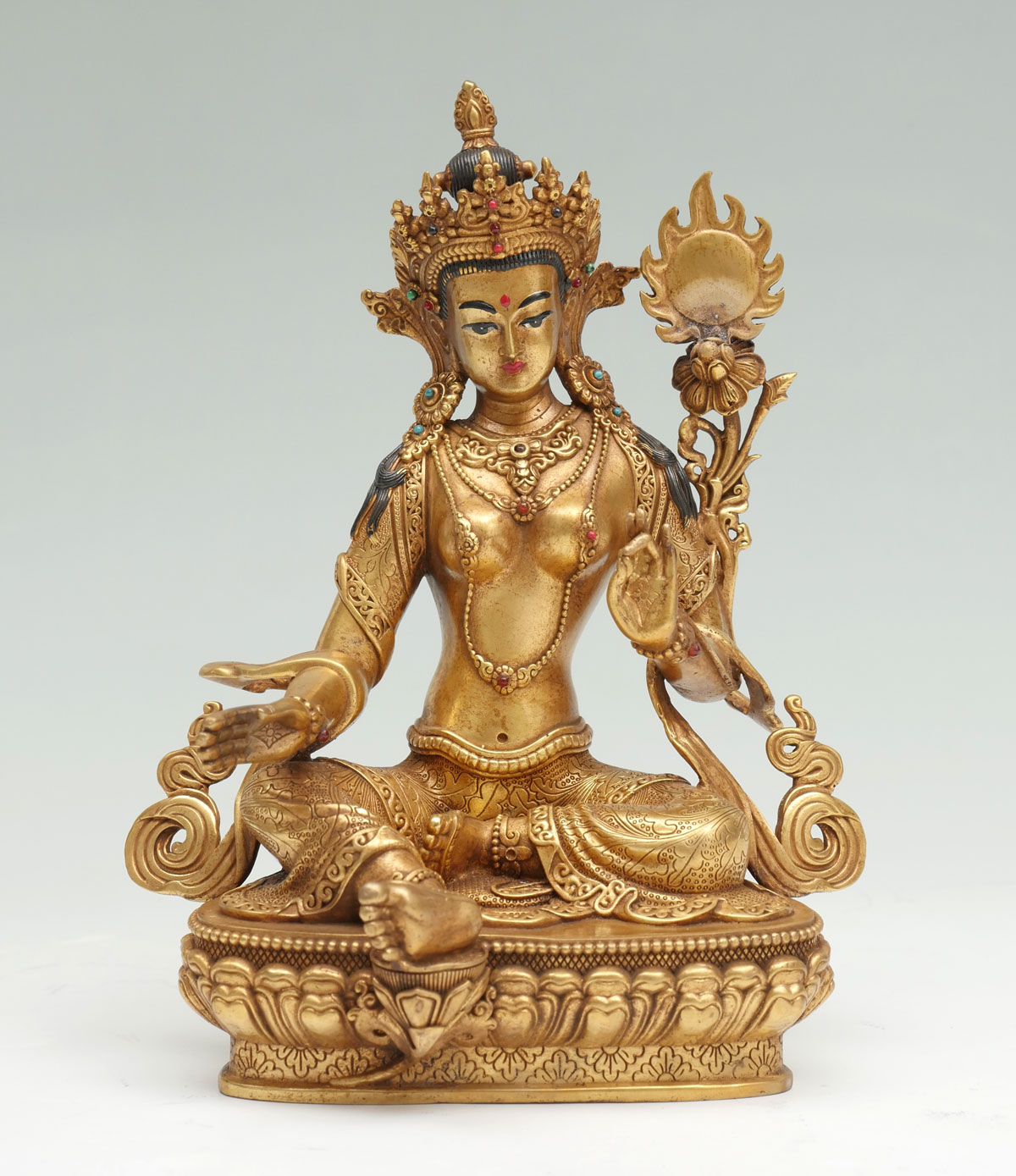 Appraisal: TH C GILT BRONZE KWAN-YIN Very detailed resting Kwan-Yin on