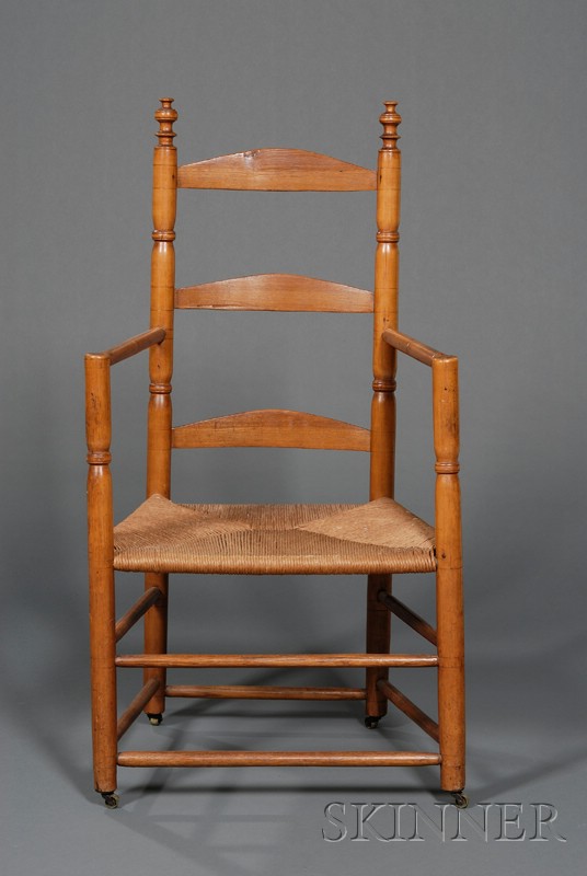 Appraisal: American Country Maple and Ash Ladderback Armchair early th century