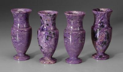 Appraisal: Set of four Russian charoite vases each shaped as urn