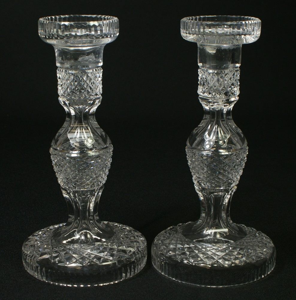 Appraisal: Pair of Waterford cut crystal candlesticks tall