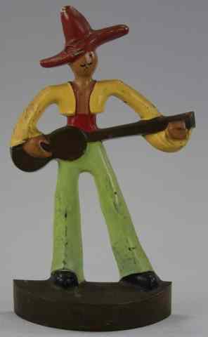 Appraisal: MEXICAN GUITARIST DOORSTOP Littco Products cast iron figural example well