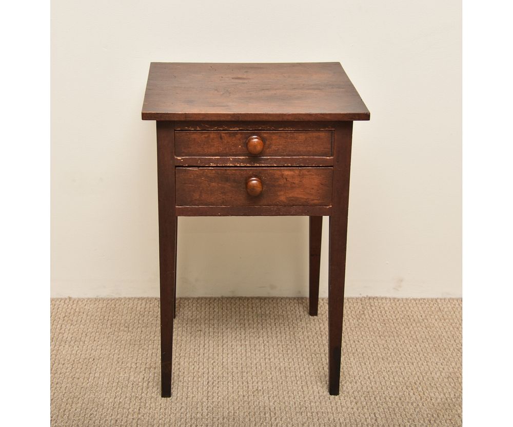 Appraisal: Hepplewhite Two-Drawer Stand Hepplewhite walnut two-drawer stand circa 'h x