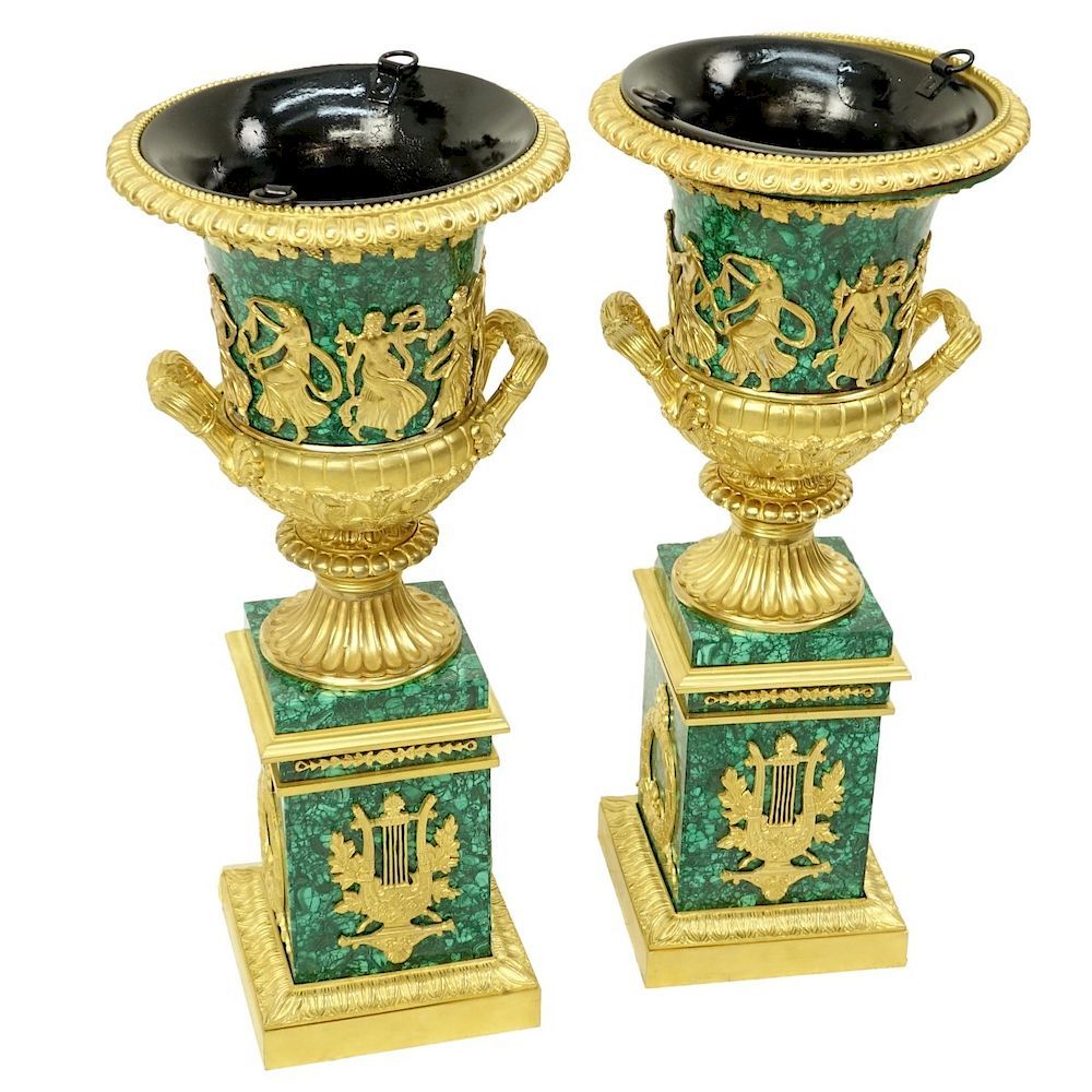 Appraisal: Empire Style Urns Pair of th Century Empire Style Gilt