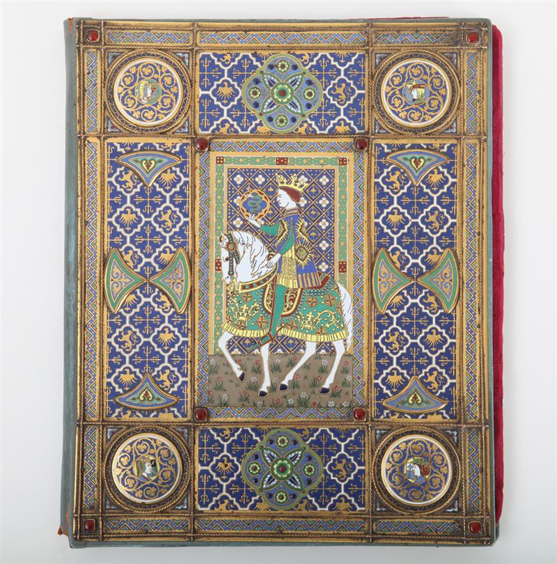 Appraisal: E F CALDWELL CLOISONN AND BRASS BLOTTER FOLDER IN THE