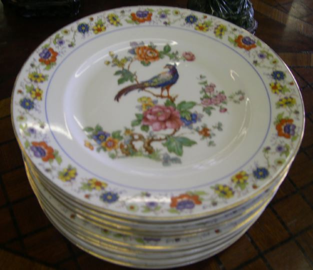 Appraisal: Set of Ten Czechoslovakian Porcelain Dinner Plates in Chinese Pheasant