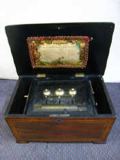 Appraisal: A domed lid rosewood musical box playing eight airs on