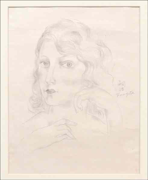 Appraisal: LEONARD TSUGUHARU FOUJITA - JEUNE FEMME Pencil on paper signed