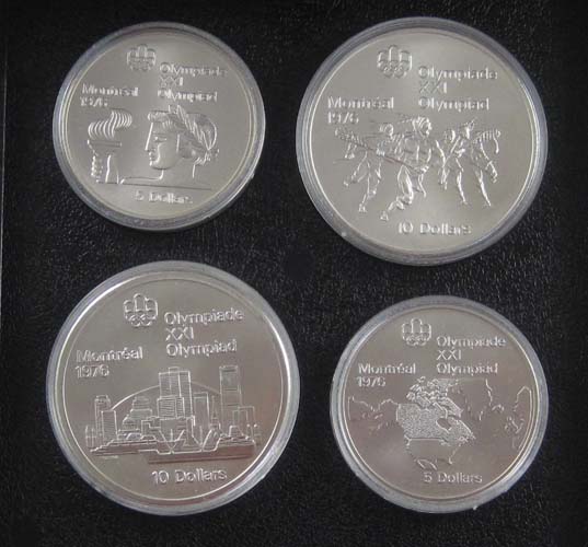 Appraisal: CASED SET OF OLYMPIC SILVER COMMEMORATIVE COINS Canada Montreal Olympic