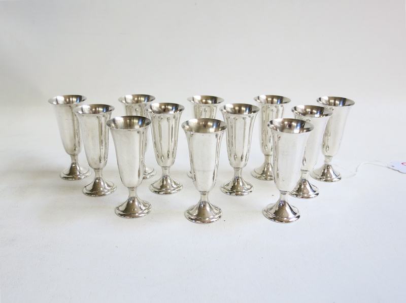 Appraisal: SET OF TWELVE STERLING SILVER CORDIALS by Alvin Heights inches