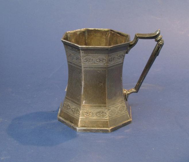 Appraisal: A VICTORIAN CHRISTENING MUG of octagonal form with a fluted