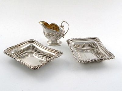 Appraisal: A matched pair of Victorian silver bon bon dishes rectangular