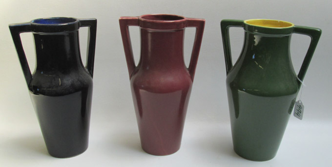 Appraisal: THREE RED WING POTTERY VASES in baluster form and having