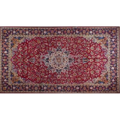 Appraisal: PERSIAN ISFAHAN ORIENTAL RUG All over floral design red ground