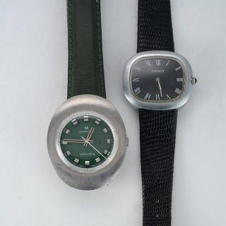 Appraisal: Pair Of Modernist Oval Watches Hamilton Tissot Pair Of Modernist