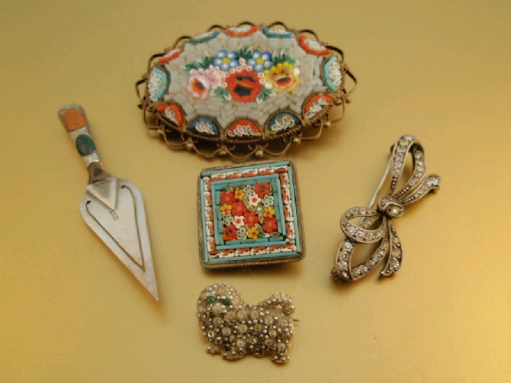 Appraisal: Two Victorian micro mosaic brooches two paste set brooches and