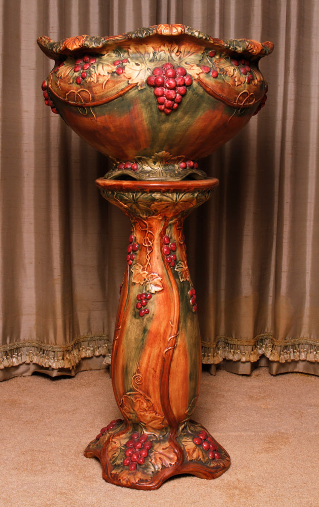 Appraisal: - Weller Jardini re on Stand Weller pottery jardini re