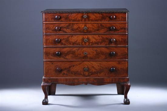 Appraisal: CHIPPENDALE STYLE MAHOGANY CHEST OF DRAWERS Late th century Carved