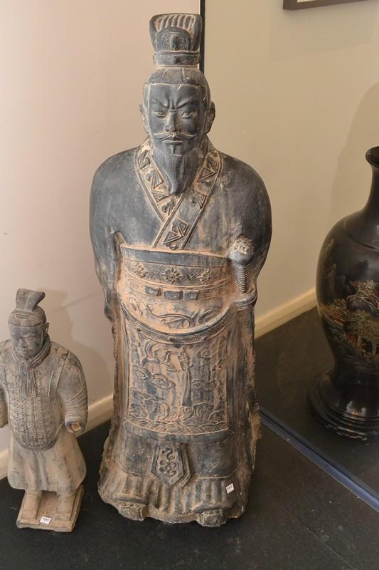 Appraisal: A CHINESE TERRACOTTA WARRIOR REPAIRED A CHINESE TERRACOTTA WARRIOR REPAIRED