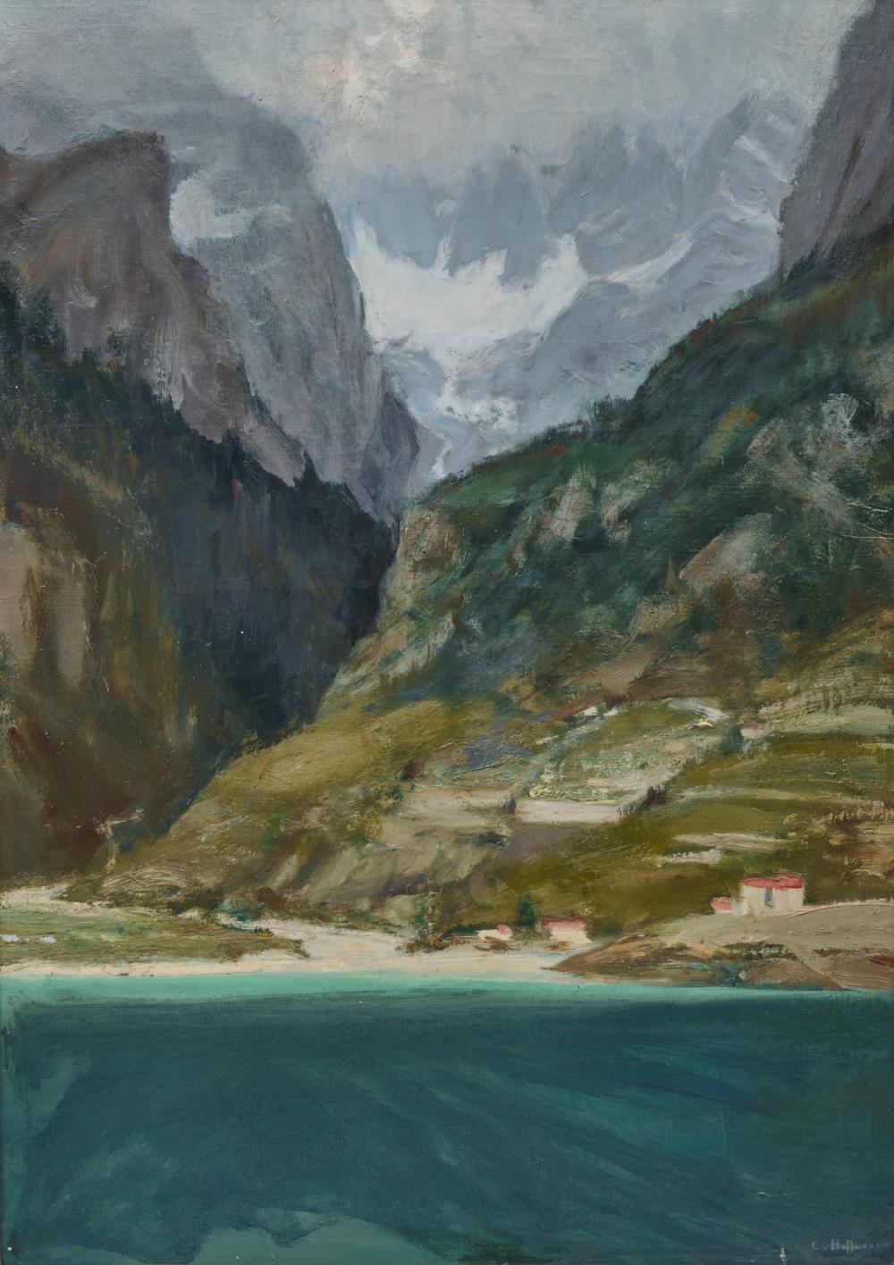 Appraisal: CHARLES CONSTANTINE HOFFBAUER American - Lake Molveno Italy oil on