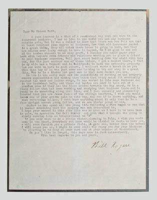 Appraisal: Will Rogers typed letter photos lines to Mr Watson Webb