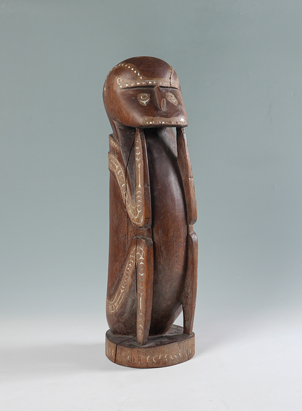 Appraisal: INDONESIAN ASMAT CARVED FIGURAL TOTEM Figure of a seated man