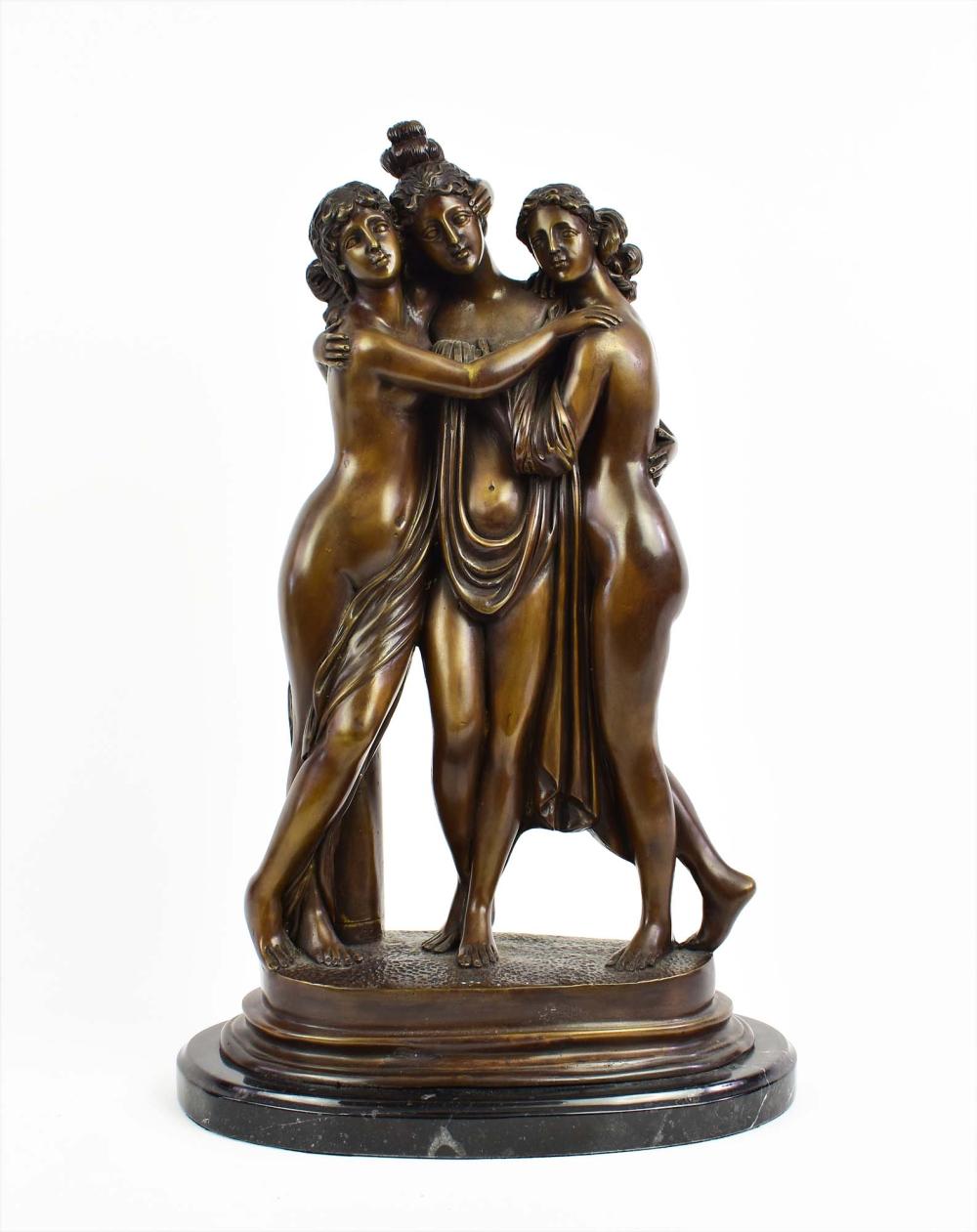 Appraisal: CONTINENTAL PATINATED BRONZE OF THE THREE GRACES th Century Unmarked