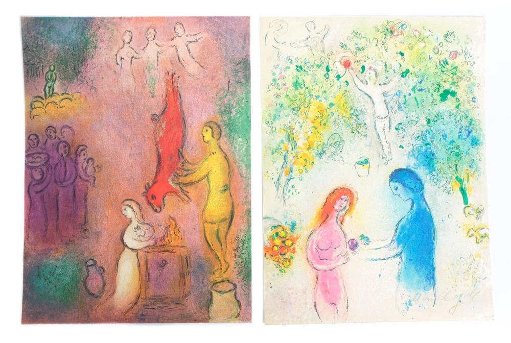 Appraisal: MARC CHAGALL TWO COLOR LITHOGRAPHS SIGNEDMarc Chagall Russian French -