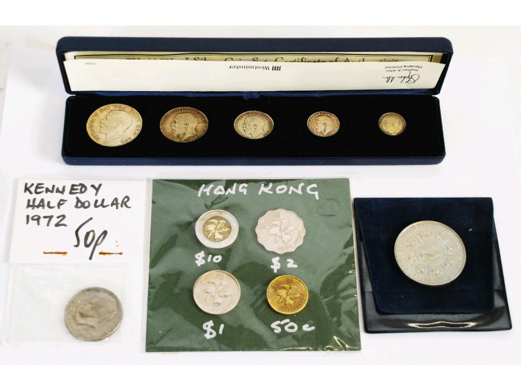 Appraisal: WESTMINSTER BOXED WORLD WAR I SILVER FIVE COIN SET half