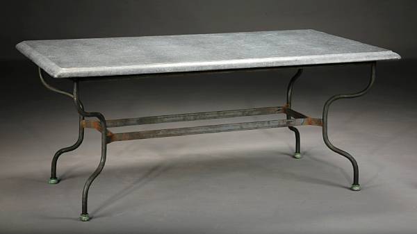 Appraisal: A Baroque style iron and marble garden table th century