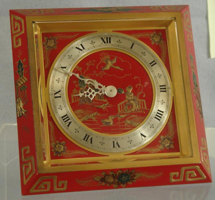 Appraisal: Chelsea lacquered bronze desk clock oriental design retailed by Tiffany