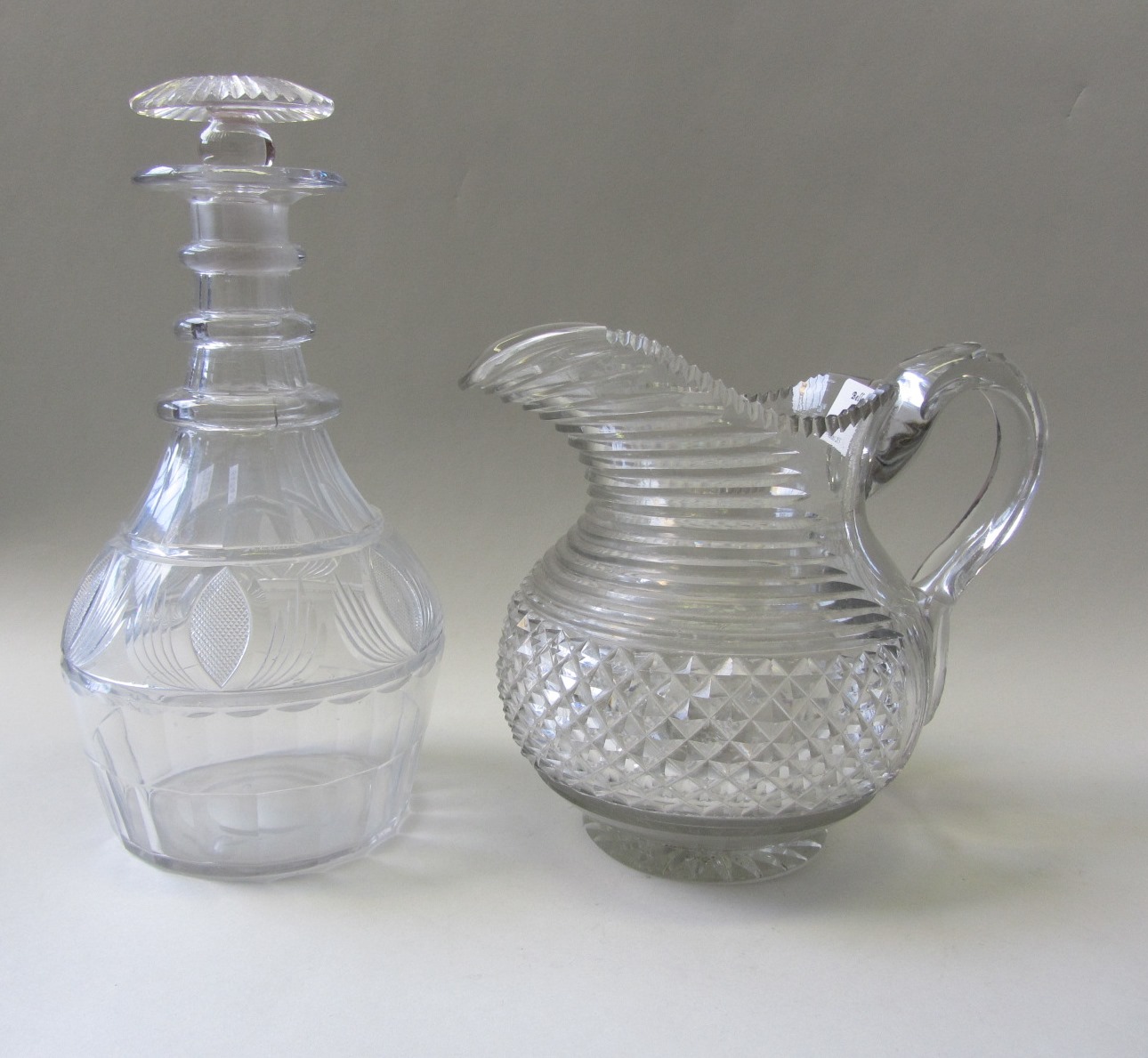 Appraisal: A cut glass jug probably Irish early th century with