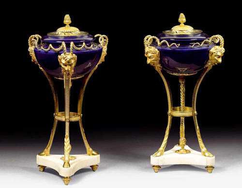 Appraisal: PAIR OF BRULE-PARFUMS AUX MASCARONS Louis XVI attributed to P