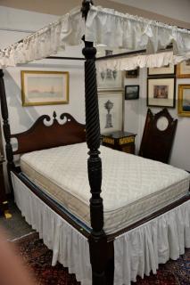 Appraisal: Federal style mahogany canopy bed with spiral turned posts with