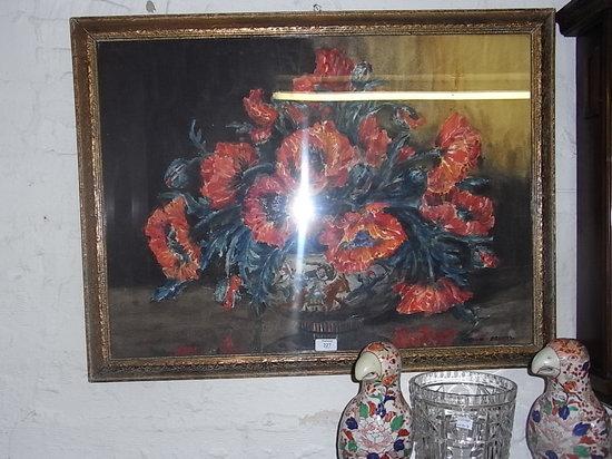 Appraisal: MARION BROOM British - Still life of poppies in an