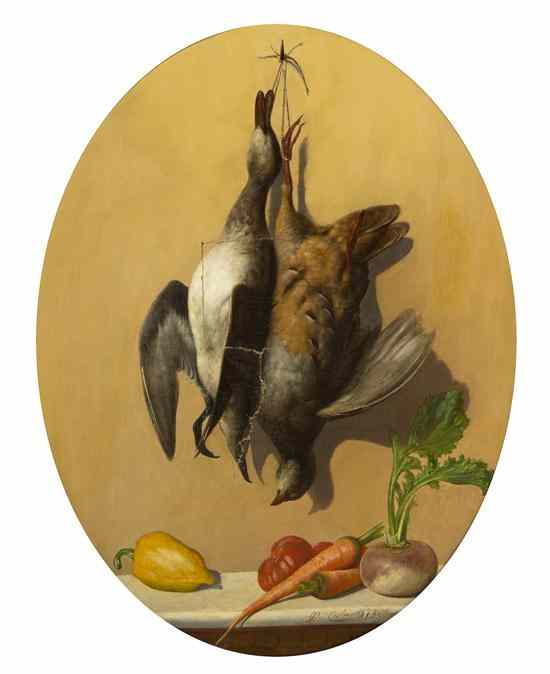 Appraisal: D Corta th century Still Life with Game Hens oil