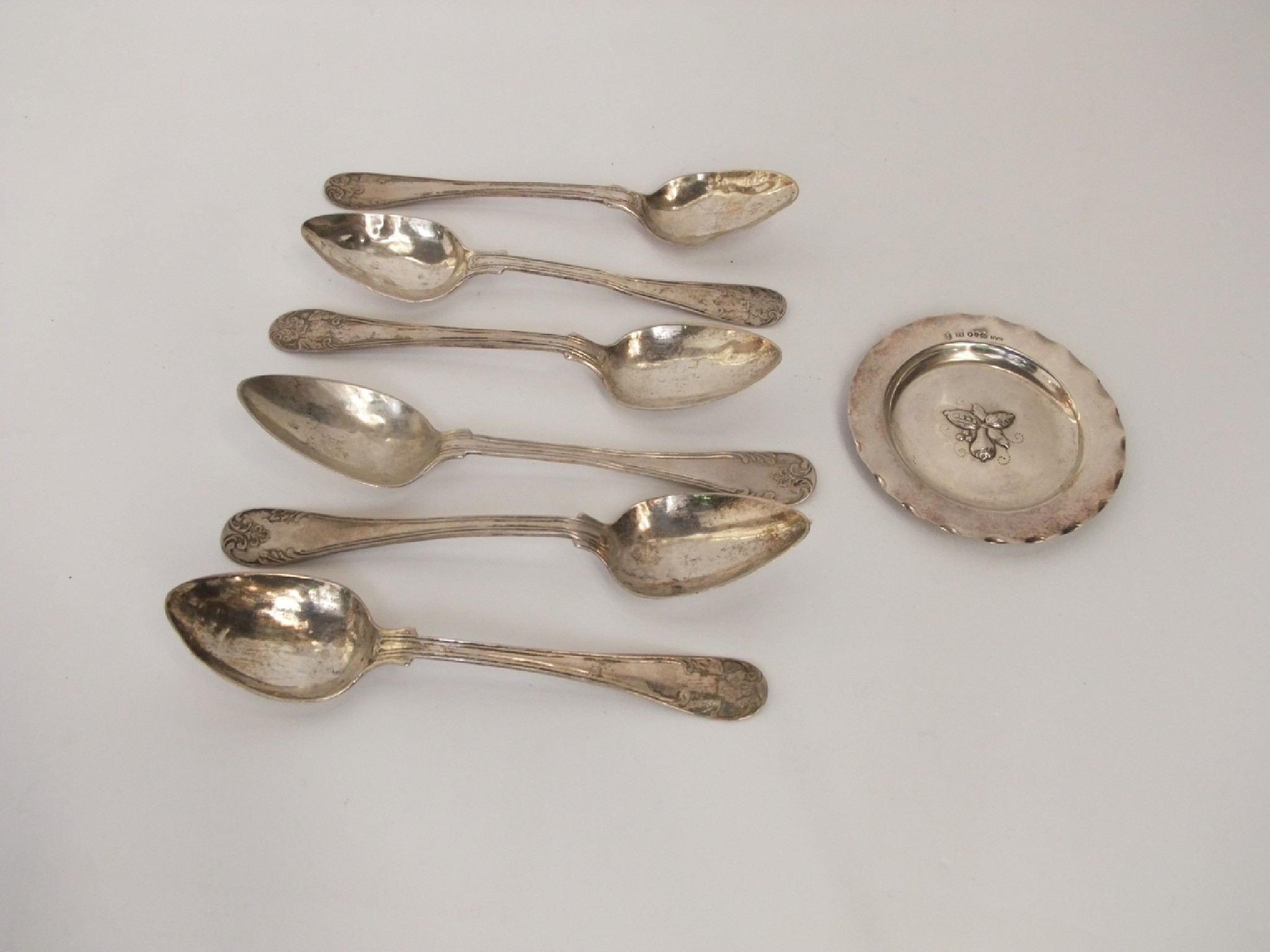 Appraisal: An assembled set of six Swedish silver teaspoons various makers