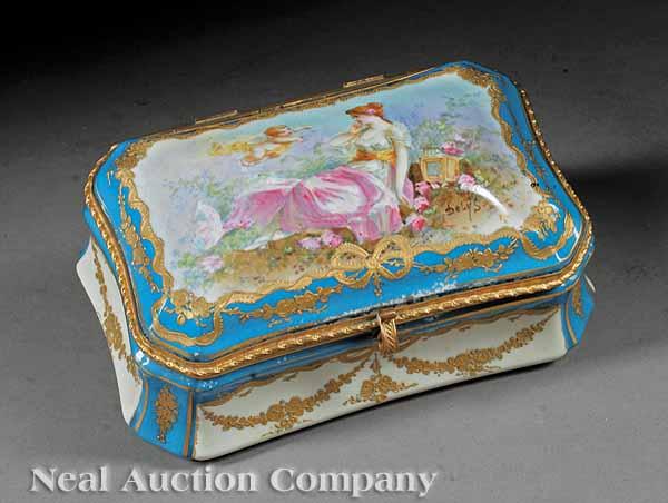 Appraisal: A S vres Porcelain Gilt Metal-Mounted Dresser Box late th