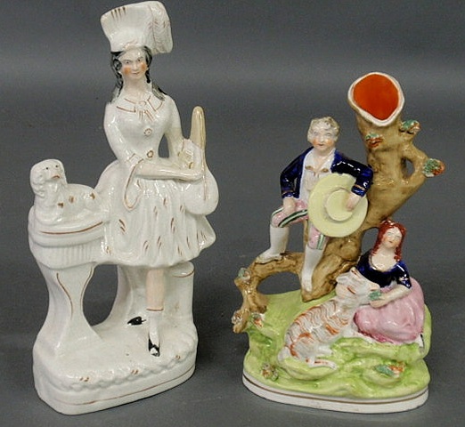 Appraisal: Staffordshire white figural group h and a figural group spill