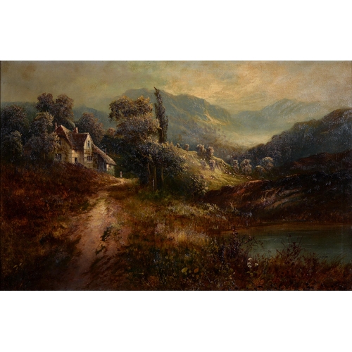 Appraisal: English School - Mountainous Landscape at Dawn Eventide a pair